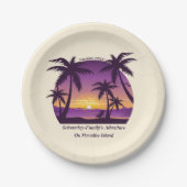 Vintag Beach Sunset Ferien Lounges Pfirsichpfirsic Pappteller (Vorderseite)