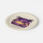 Vintag Beach Sunset Ferien Lounges Pfirsichpfirsic Pappteller (Schrägansicht)