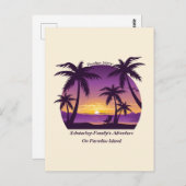 Vintag Beach Sunset Ferien Lounges Pfirsichpfirsic Postkarte (Vorne/Hinten)