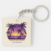 Vintag Beach Sunset Ferien Lounges Pfirsichpfirsic Schlüsselanhänger (Rückseite)