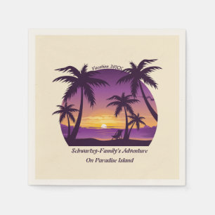 Vintag Beach Sunset Ferien Lounges Pfirsichpfirsic Serviette