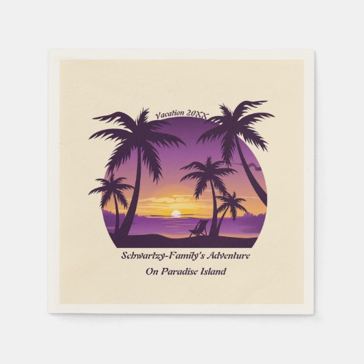 Vintag Beach Sunset Ferien Lounges Pfirsichpfirsic Serviette (Vorderseite)