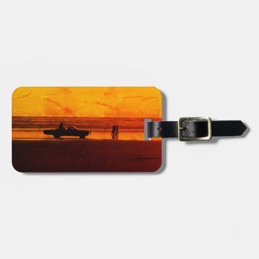 Vintag Beach Sunset Gepäckmarke Gepäckanhänger (Vorderseite horizontal)