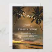 Vintag Beach Sunset Palm Lights Brautparty Einladung (Vorderseite)