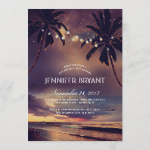Vintag Beach Sunset Palm Lights Geburtstagsparty Einladung