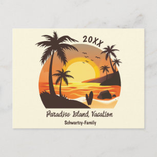 Vintag Beach Sunset Vacation Surf orange braun Feiertagspostkarte