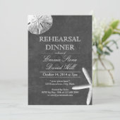 Vintag Beach Theme Chalkboard Probe Abendessen Einladung (Stehend Vorderseite)