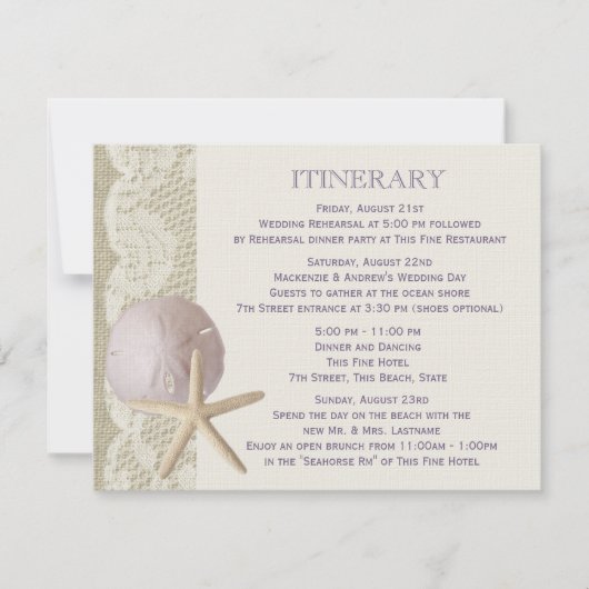 Vintag Beach Tour Lila Einladung (Vorderseite)