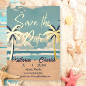 Vintag Beach Tropical Palm Save the Date Folieneinladung