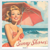 Vintag Beach Vacation Poster: Blonde Button-Up Aufkleber (Blatt)