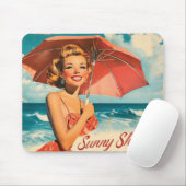Vintag Beach Vacation Poster: Blonde Button-Up Mousepad (Mit Mouse)