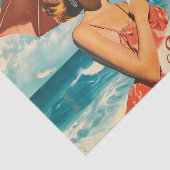 Vintag Beach Vacation Poster: Blonde Button-Up Seidenpapier (Ausschnitt)