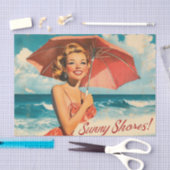 Vintag Beach Vacation Poster: Blonde Button-Up Seidenpapier (Handwerk)