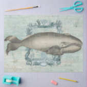 Vintag Beach Whale Starfish Blue Wood Decoupage Seidenpapier (Basteln)