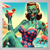 Vintag Beach Zombie Button-up Poster (Vorne)