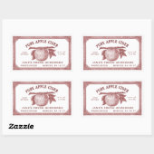Vintag bearbeitbares Apple Cider Label Red Rechteckiger Aufkleber (Blatt)