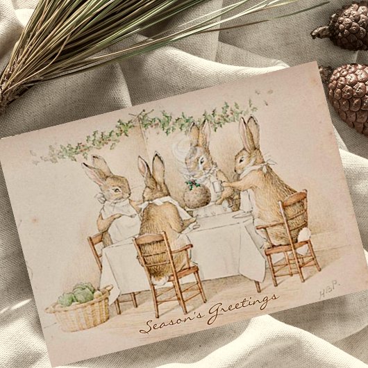 Vintag Beatrix Potter Weihnachtsfeiertage Feiertagskarte