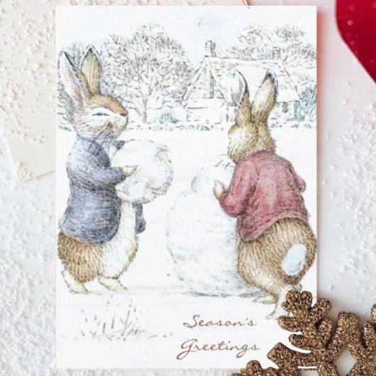 Vintag Beatrix Potter Weihnachtsfeiertage Feiertagskarte