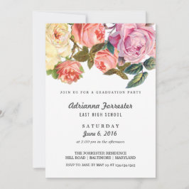 Vintag Beautiful Rose Graduierungsparty Einladung