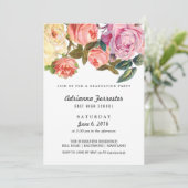 Vintag Beautiful Rose Graduierungsparty Einladung (Stehend Vorderseite)