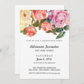 Vintag Beautiful Rose Graduierungsparty Einladung (Vorne/Hinten)