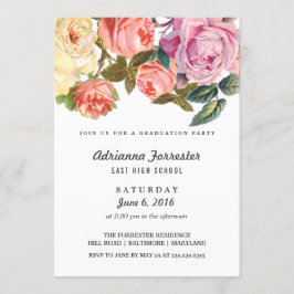 Vintag Beautiful Rose Graduierungsparty Einladung