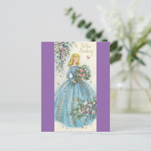 Vintag Beauty Birthday Postkarte (Stehend Vorderseite)