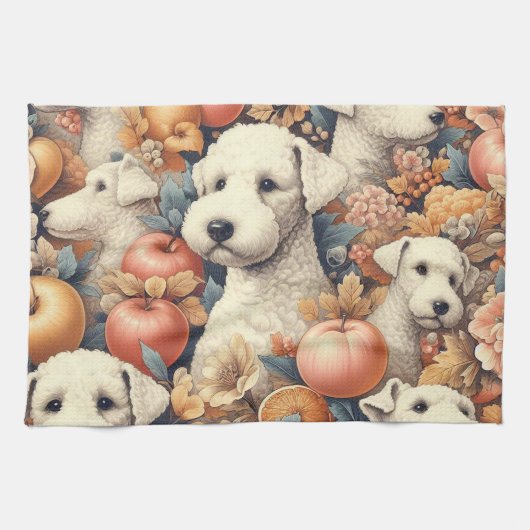 Vintag Bedlington Terrier Nahtlos Geschirrtuch (Horizontal)