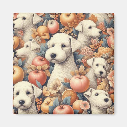 Vintag Bedlington Terrier Nahtlos Magnet (Vorne)