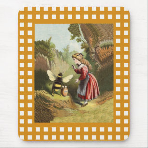 Vintag Bee Little Girl Honey Pot Mousepad