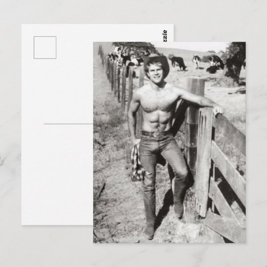 Vintag Beefcake Cowboy Postkarte (Vorne/Hinten)