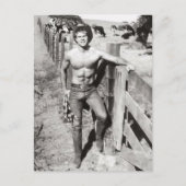 Vintag Beefcake Cowboy Postkarte (Vorderseite)