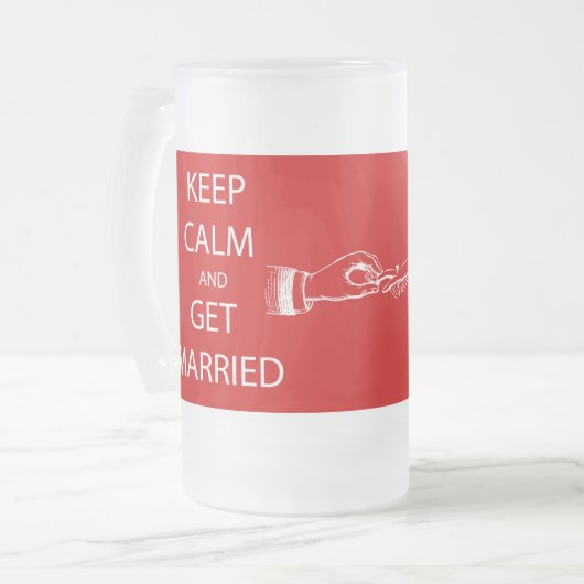 Vintag BEHALTEN CALM VERHEIRATET Mattglas Bierglas (Vorderseite Links)