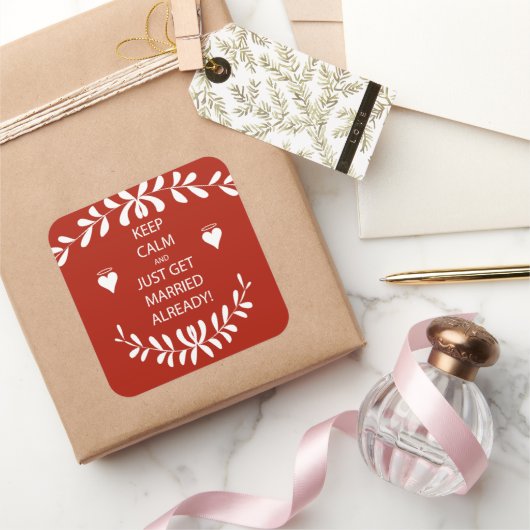 Vintag BEHALTEN CALM wird bereits VERHEIRATET Quadratischer Aufkleber (Schenken)