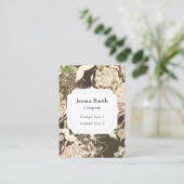 Vintag-beige Blume und Vögel Monogramm Visitenkarte (Stehend Vorderseite)