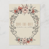 Vintag Beige Botanischer Chic Save the Date