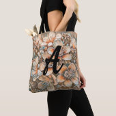 Vintag-beige-braune Kirschblüten Monogramm Tasche (Von Nahem)