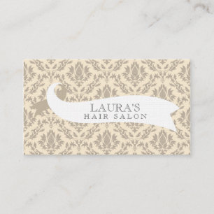Vintag Beige Damask Hair Salon Business Cards Visitenkarte