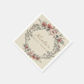 Vintag Beige Elegante Botanische Hochzeit Serviette (Ecke)
