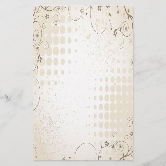 Vintag Beige Floral Briefpapier (Vorderseite)