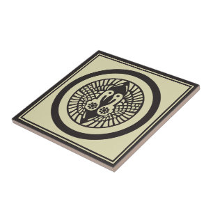 Vintag Beige Gray Ikko Ikki Japan Mon Oriental Fliese