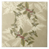 Vintag Beige Grüne Gold-Blüte Fliese (Vorderseite)