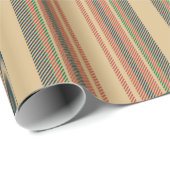 Vintag-beige-grüne schwarze Streifen Weihnachten Geschenkpapier (Rolleneckpunkt)