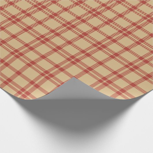 Vintag-beige karierte Bauernhäuser Geschenkpapier (Ecke)