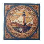 Vintag Beige Lighthouse Fliese (Vorderseite)