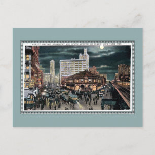Vintag belebter Herald Sq., Broadway und 6. NYC Postkarte