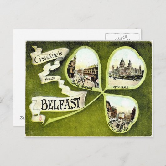Vintag Belfast Kleeblatt Postkarte (Vorne/Hinten)
