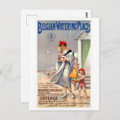Vintag Belgien Beaches Travel Poster Postkarte (Vorne/Hinten)