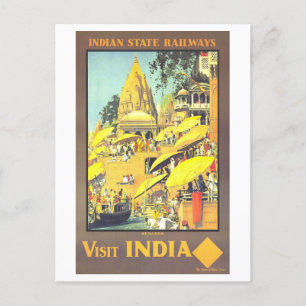 Vintag Benares India Travel Poster Postkarte