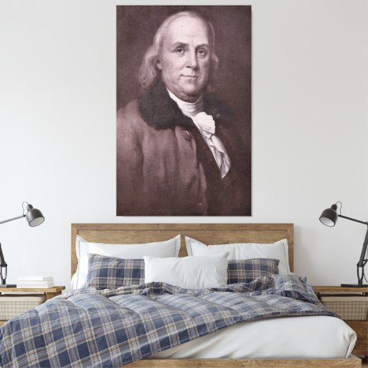 Vintag Benjamin Franklin Portrait Leinwanddruck (Insitu (Schlafzimmer))